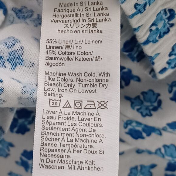 J Crew Pants Linen Cotton Blend Size 12 Block Print Floral Beach Preppy Cuffed - Picture 7 of 8